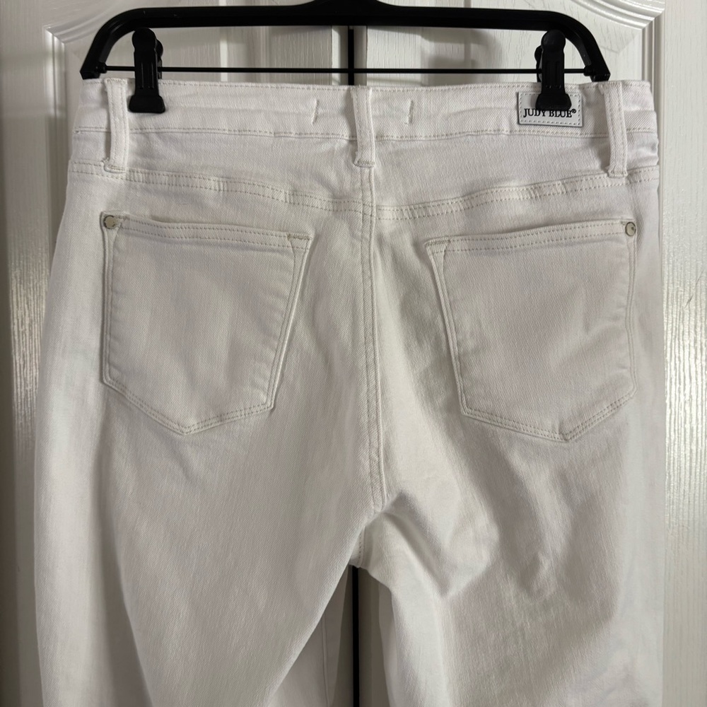 Judy Blue White Double Cuff Boyfriend Jeans Size 29, High Rise Comfort Stretch - Picture 9 of 16